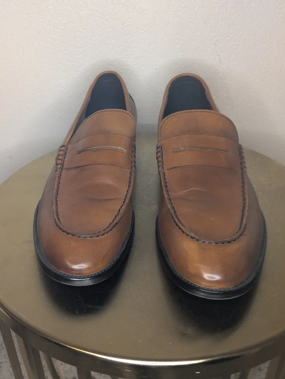 Banana Republic Dellbrook Italian Leather Penny Loafers Cognac Men's 13